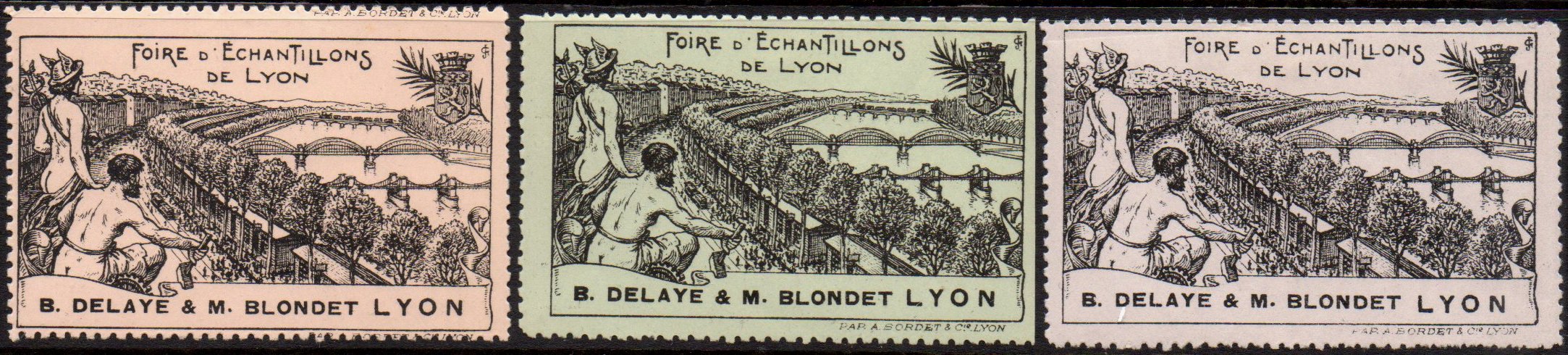 France : Lyon : Vignette Cinderella 1916 Foire d'Echantillons de Lyon : Train + Tramway : Participant B. DELAYE & M. BLONDET